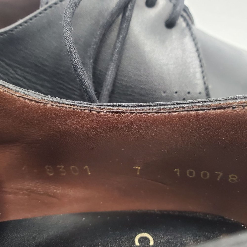 Carmina Shoemaker Luxury Mens 8 Black Calf All-Leather Dress Shoes Derby Oxfords - Picture 13 of 16